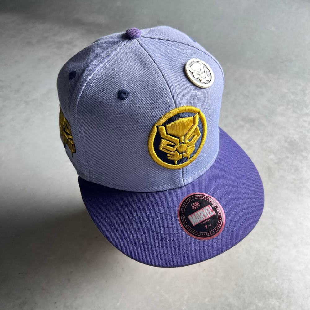 Black Panther Logo Patch Marvel Lids Exclusive Purple Fitted Cap Hat 7 1/4